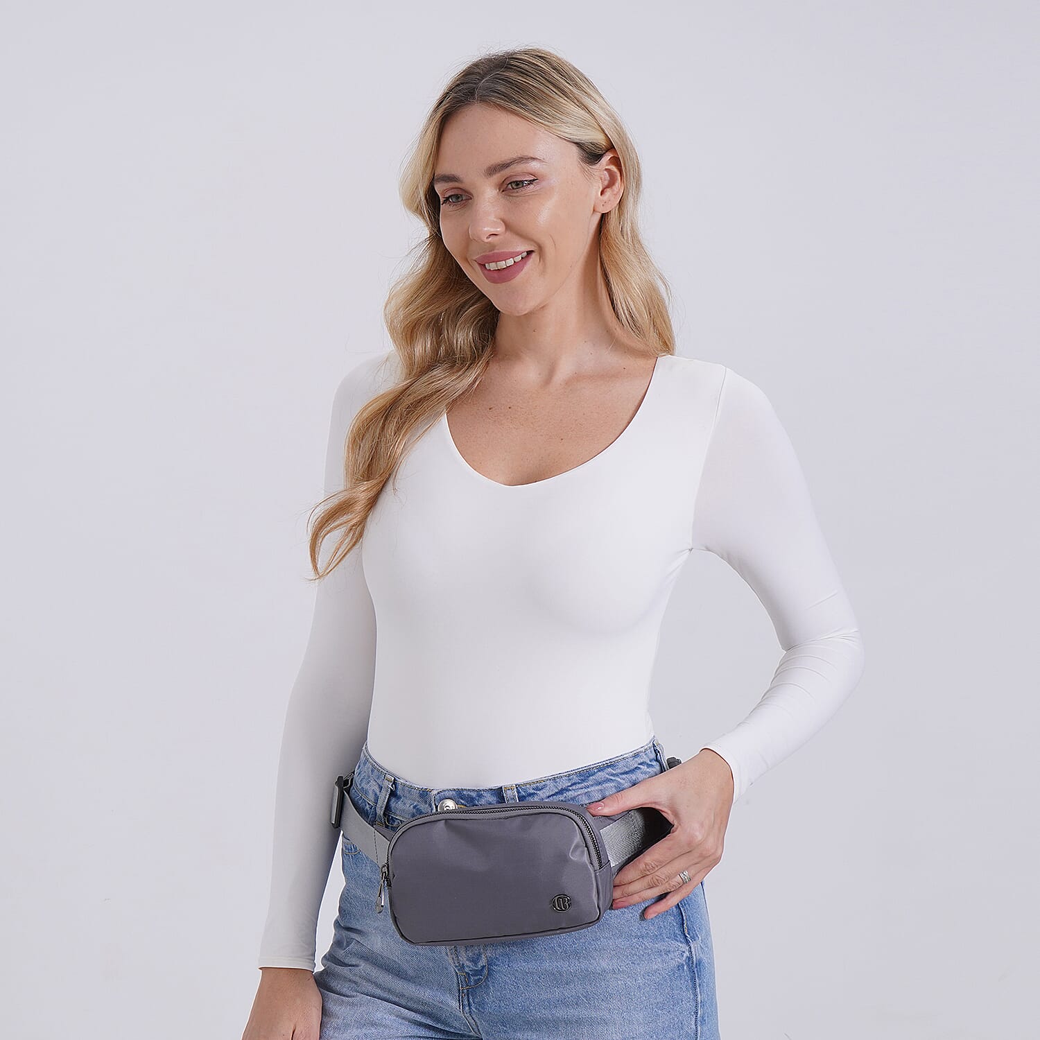 Versatile Waist Bag with Adjustable Strap - Grey