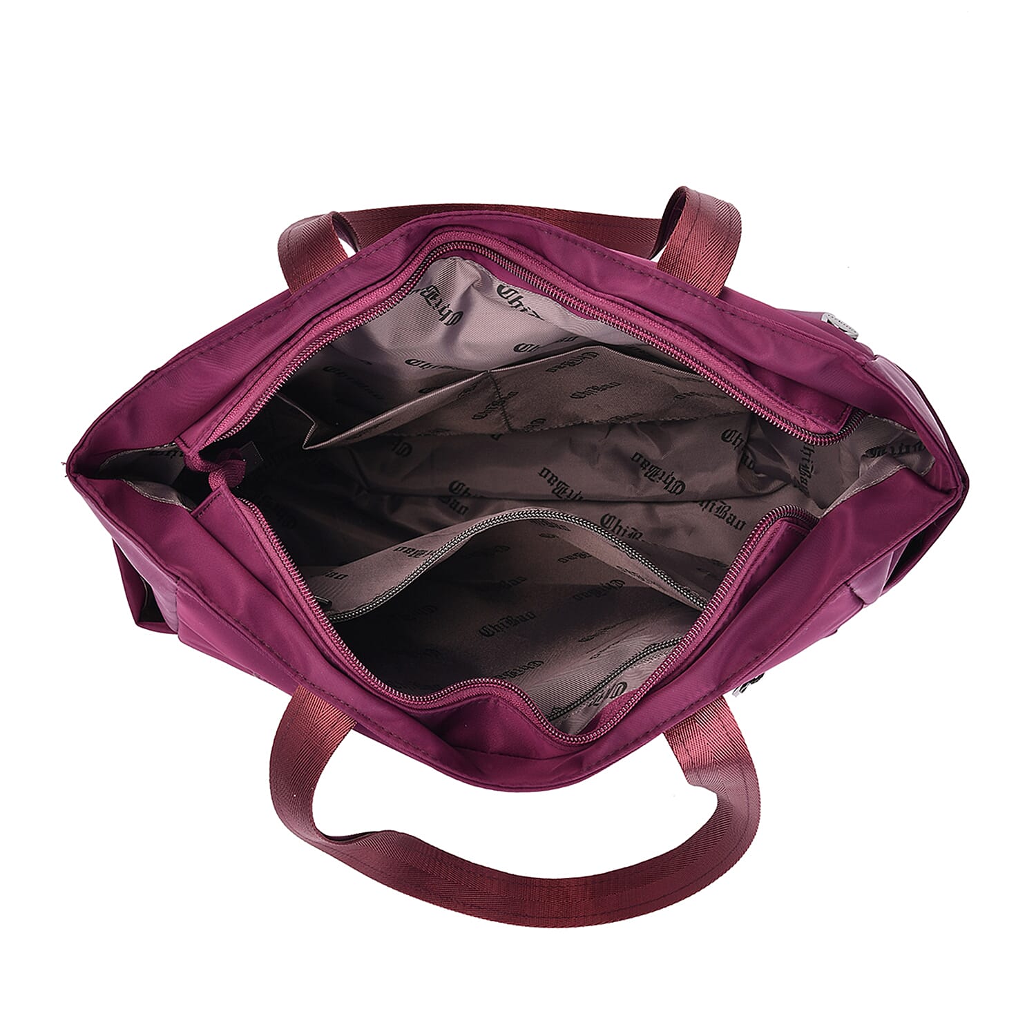 Spacious Oxford Tote Bag with Multiple Pockets - Dark Purple