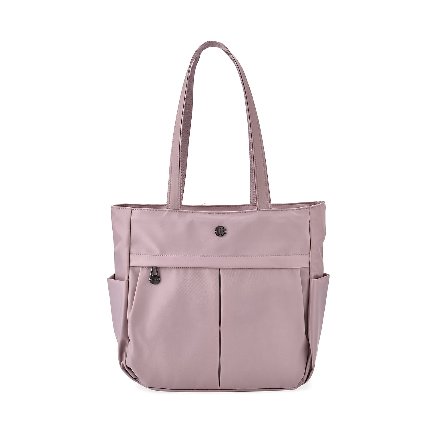Spacious Oxford Tote Bag with Multiple Pockets - Light Purple