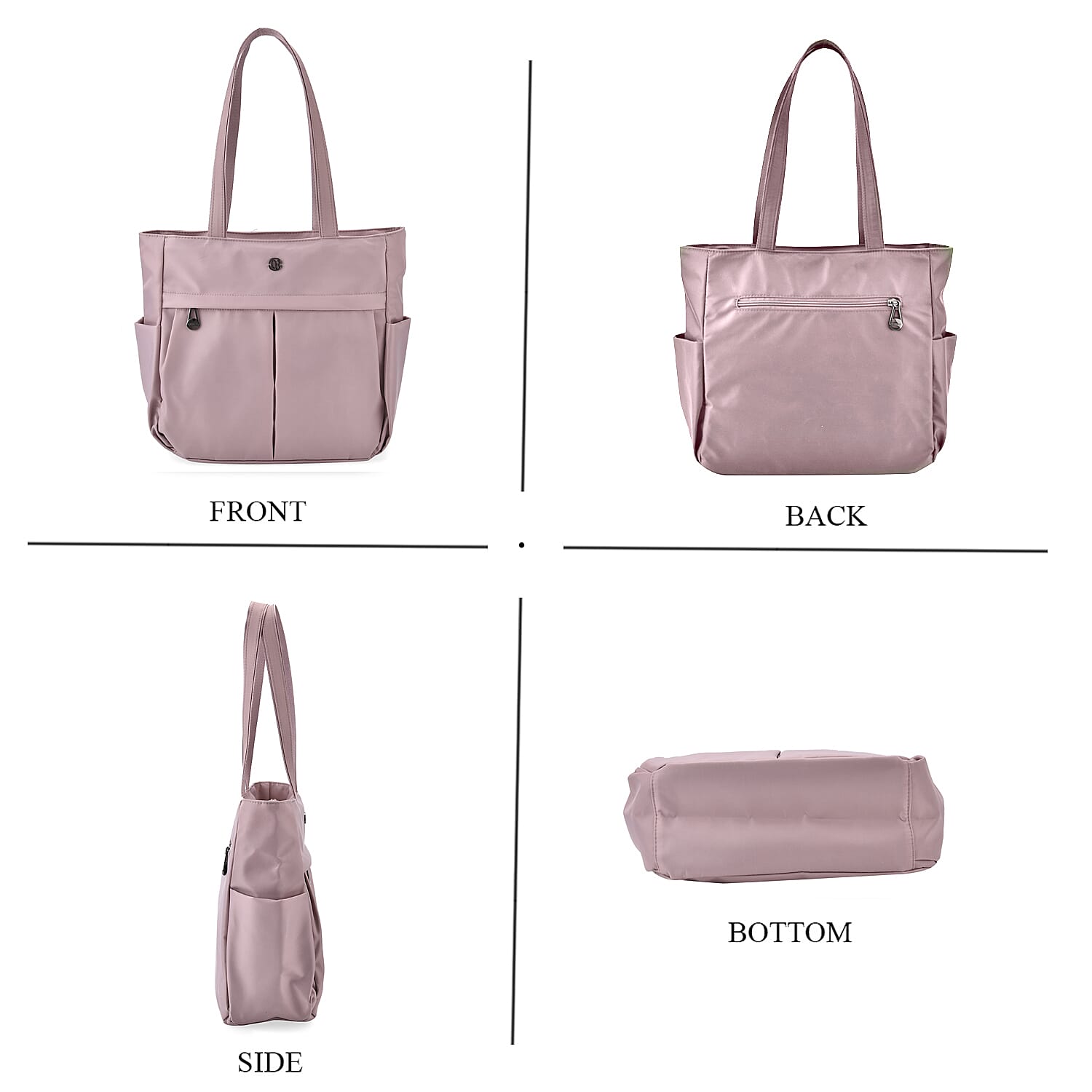 Spacious Oxford Tote Bag with Multiple Pockets - Light Purple