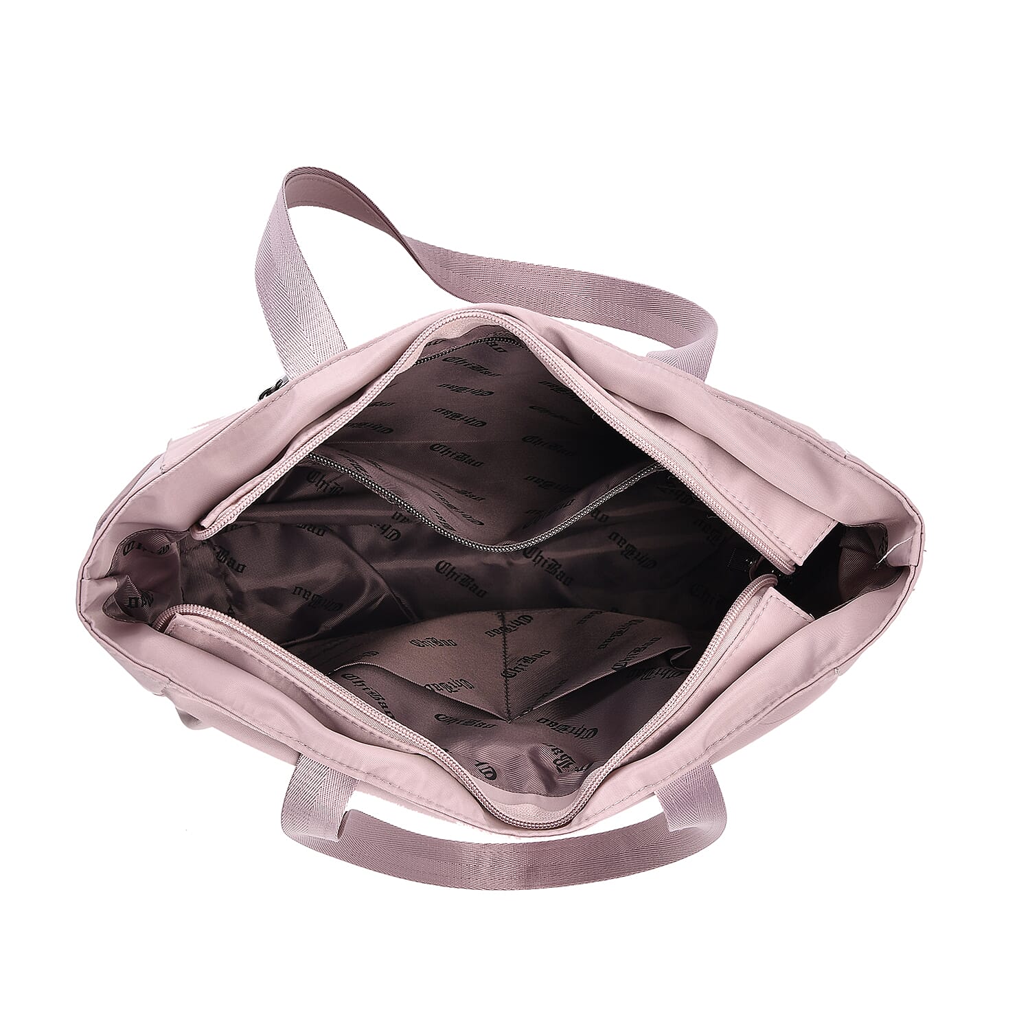 Spacious Oxford Tote Bag with Multiple Pockets - Light Purple