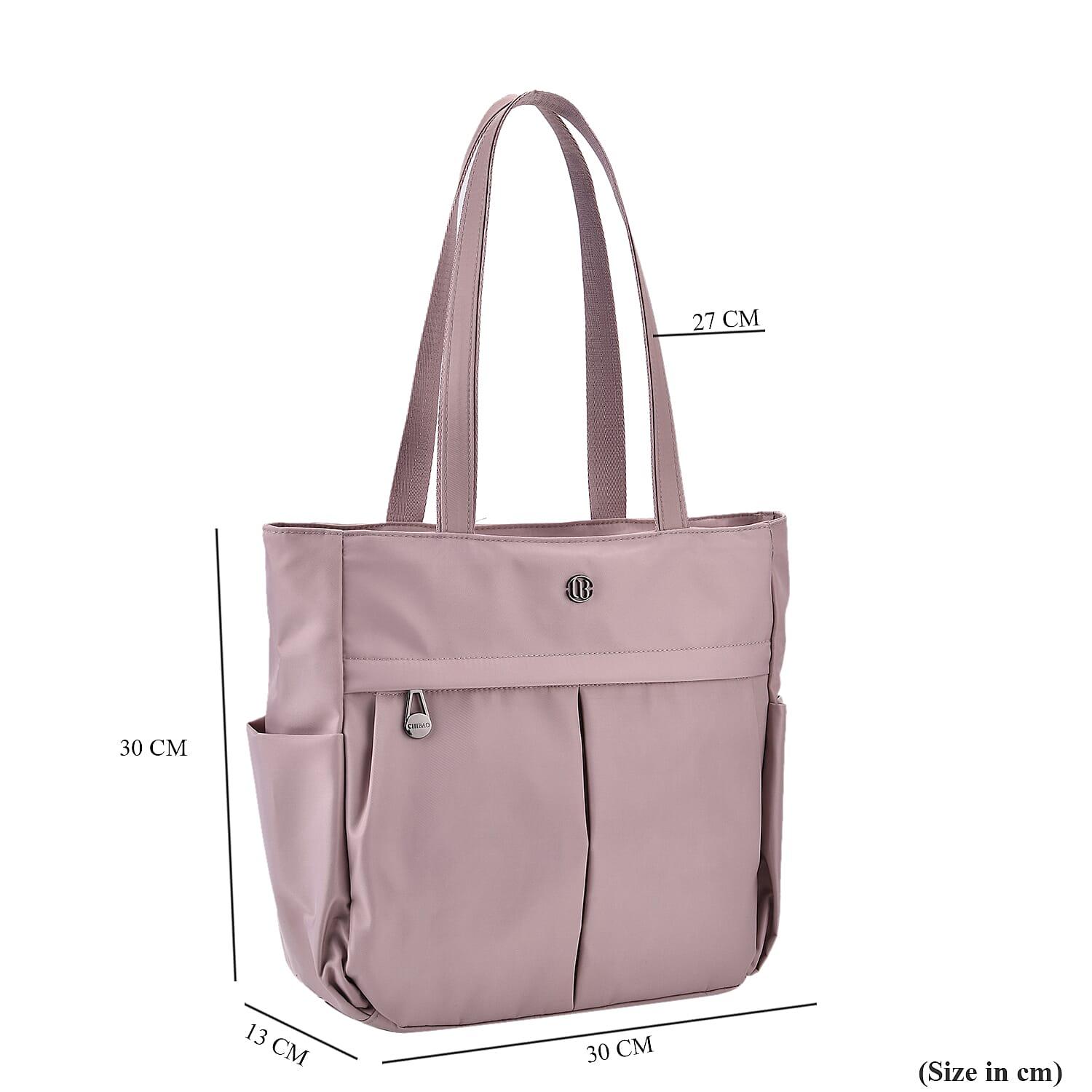 Spacious Oxford Tote Bag with Multiple Pockets - Light Purple
