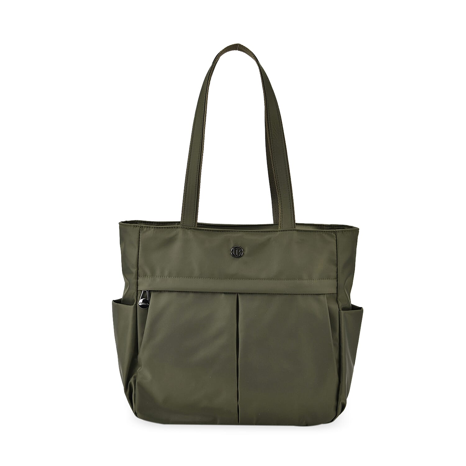 Spacious Oxford Tote Bag with Multiple Pockets - Dark Green