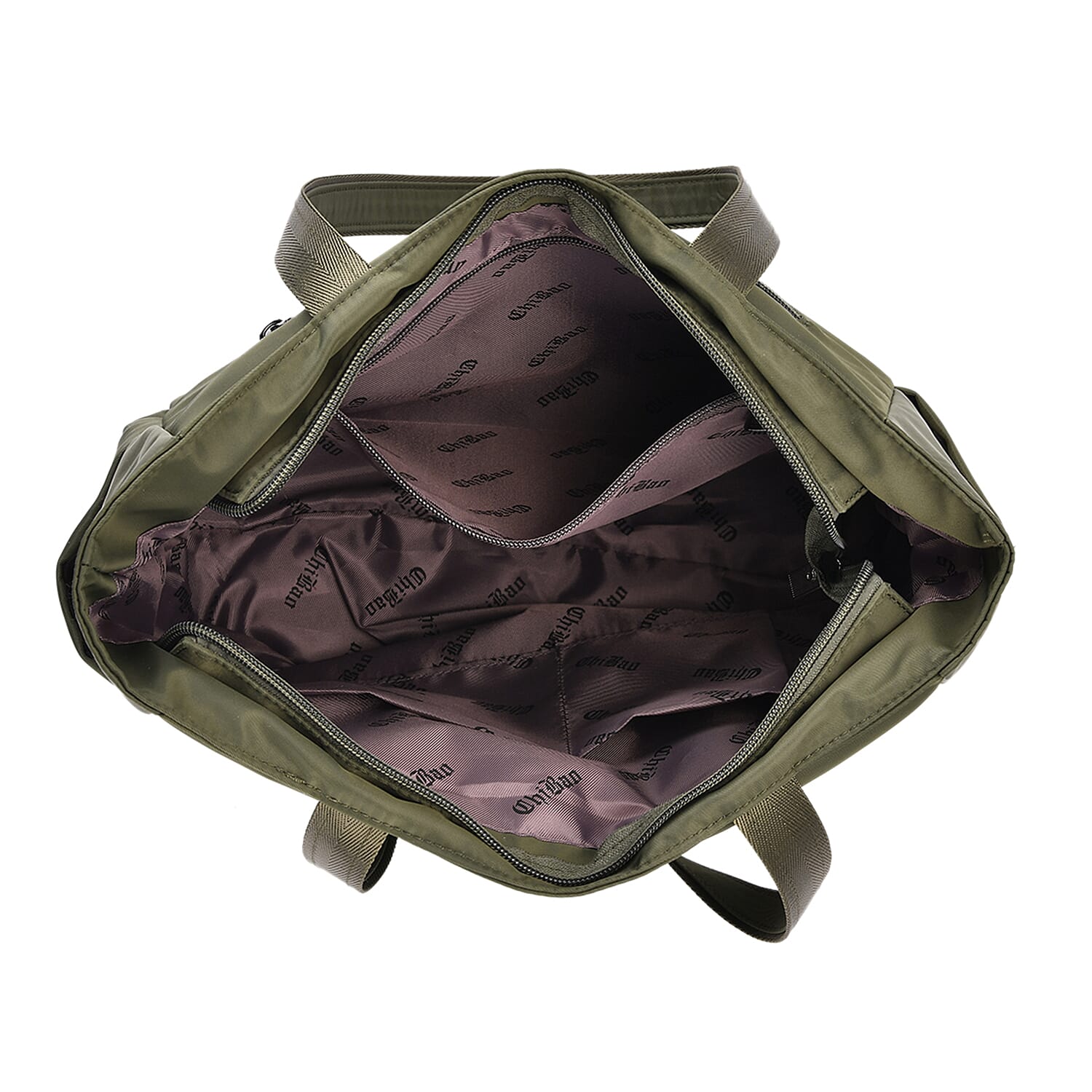 Spacious Oxford Tote Bag with Multiple Pockets - Dark Green