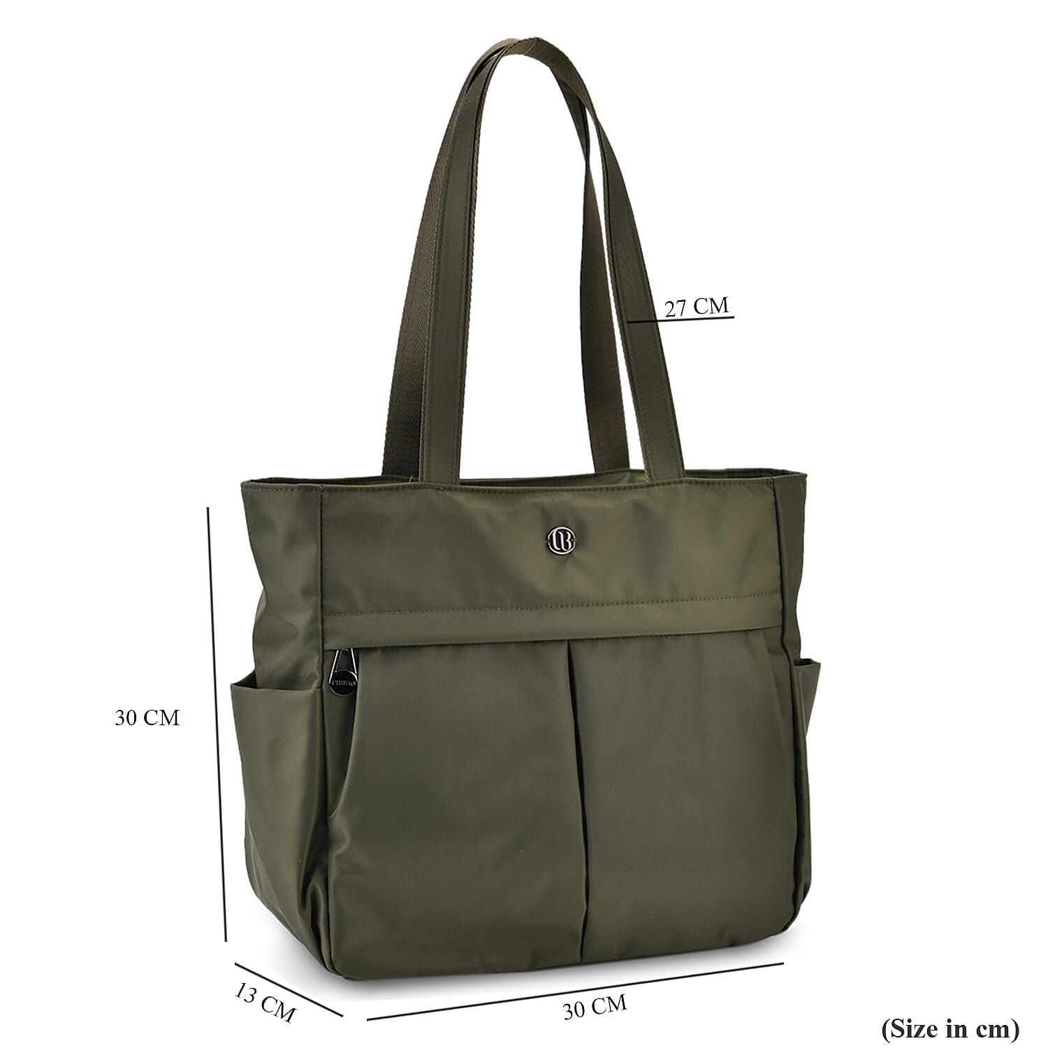 Spacious Oxford Tote Bag with Multiple Pockets - Dark Green