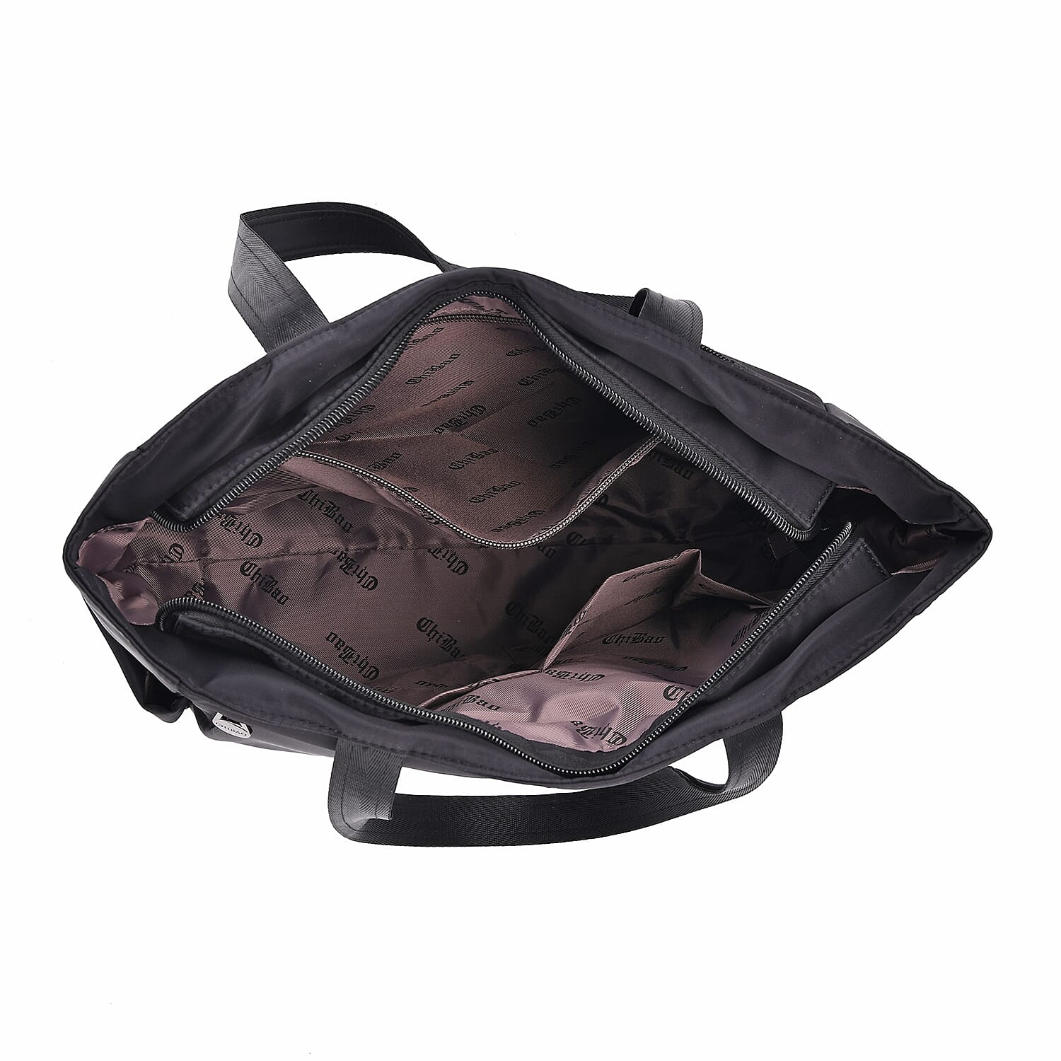 Spacious Oxford Tote Bag with Multiple Pockets - Black