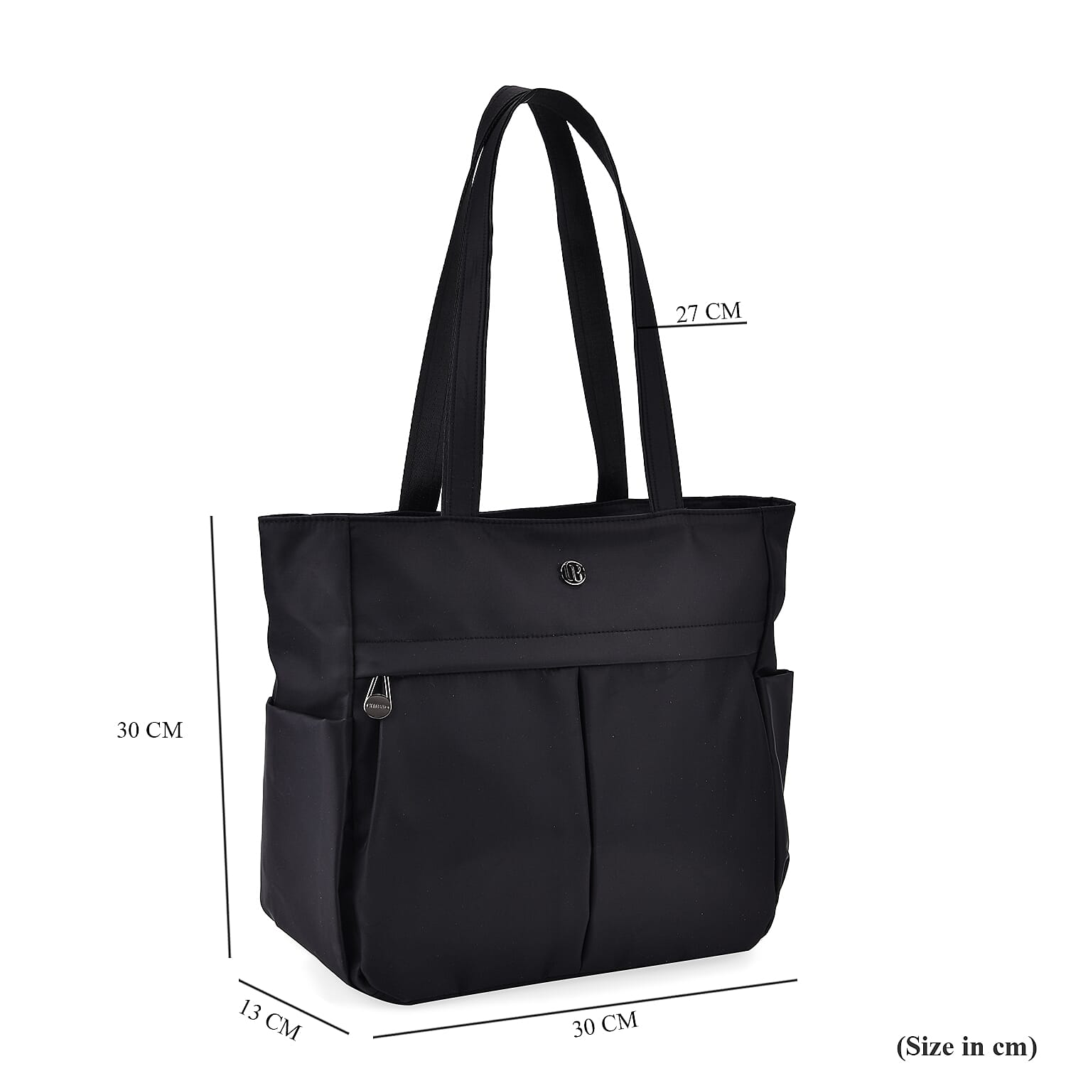 Spacious Oxford Tote Bag with Multiple Pockets - Black