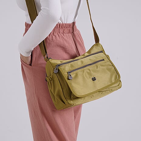 Versatile Messenger Crossbody Bag with Adjustable Strap - Olive
