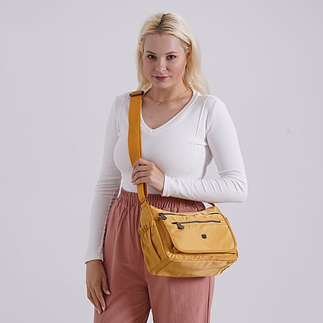 Versatile Messenger Crossbody Bag with Adjustable Strap - Yellow
