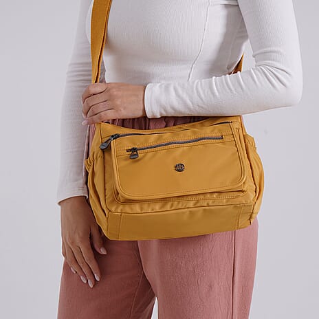 Versatile Messenger Crossbody Bag with Adjustable Strap - Yellow