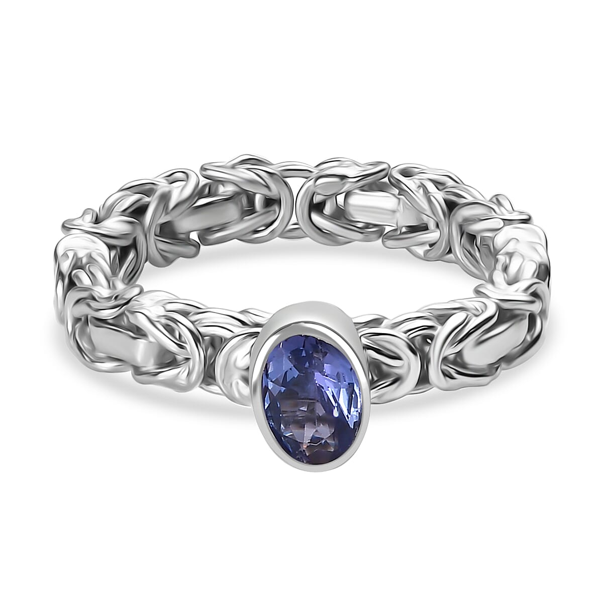 First Time Ever - Artisan Crafted Premium Tanzanite Solitaire Handmade Byzantine Ring in Rhodium Overlay Sterling Silver First Time Ever - Artisan Crafted Premium Tanzanite Solitaire Handmade Byzantine Ring in Rhodium Overlay Sterling Silver