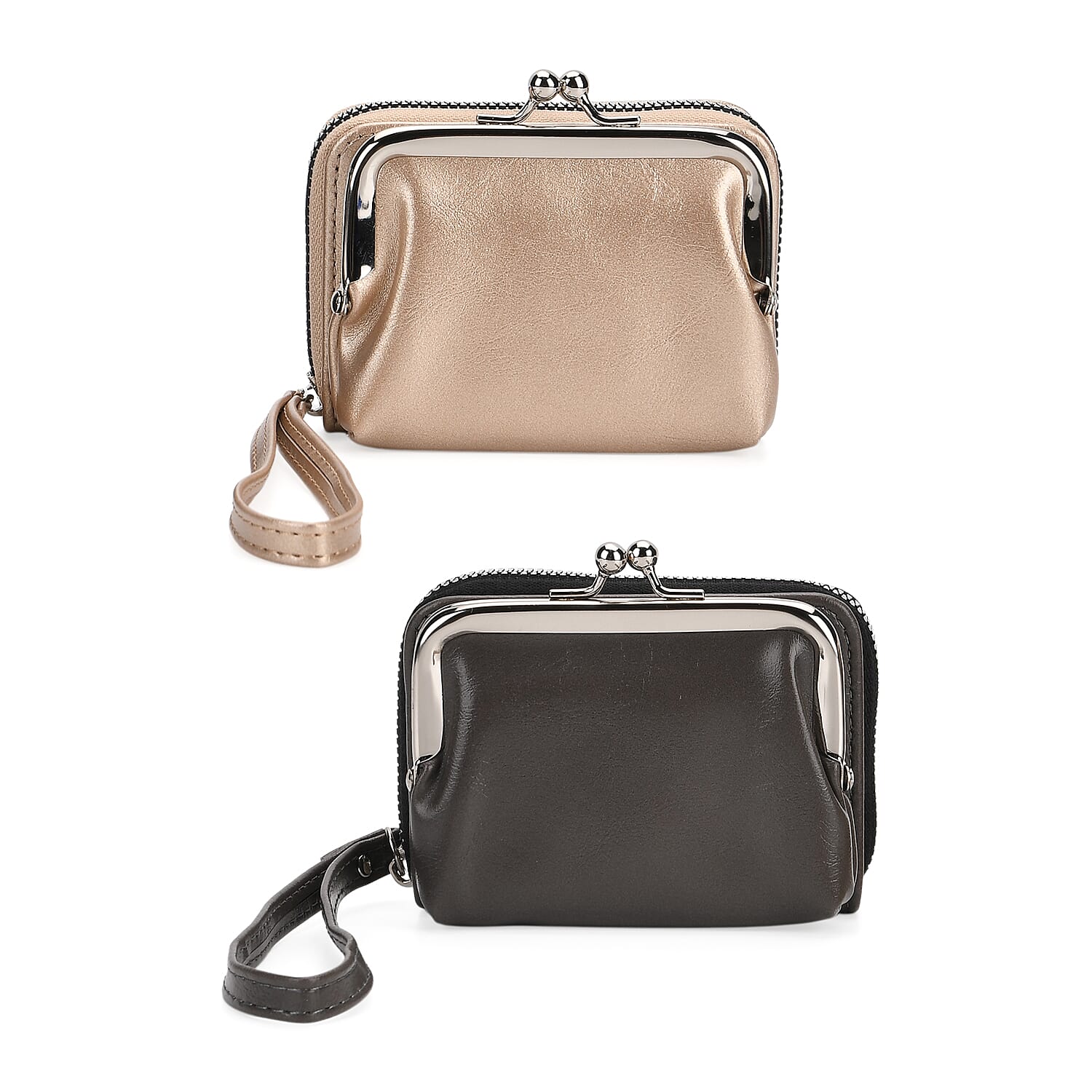 Designer Inspired Wallet with RFID Protection - Gold - Dark Grey