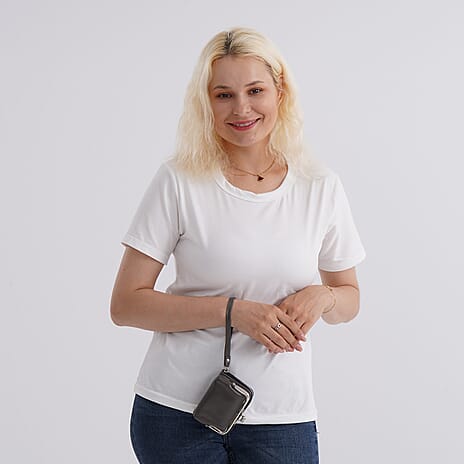 Designer Inspired Wallet with RFID Protection - Gold - Dark Grey