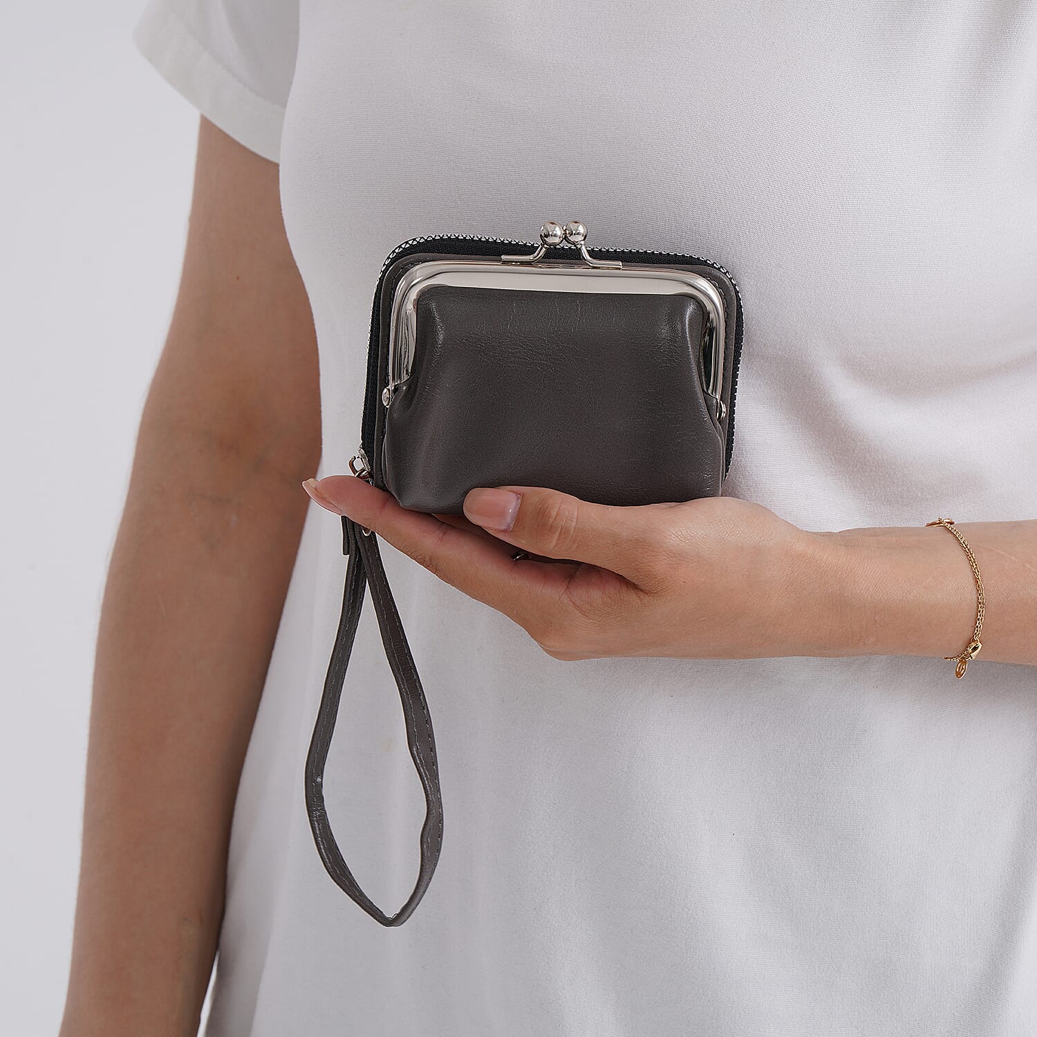 Designer Inspired Wallet with RFID Protection - Gold - Dark Grey