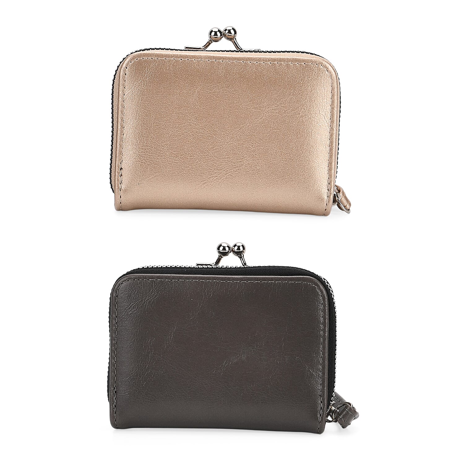 Designer Inspired Wallet with RFID Protection - Gold - Dark Grey