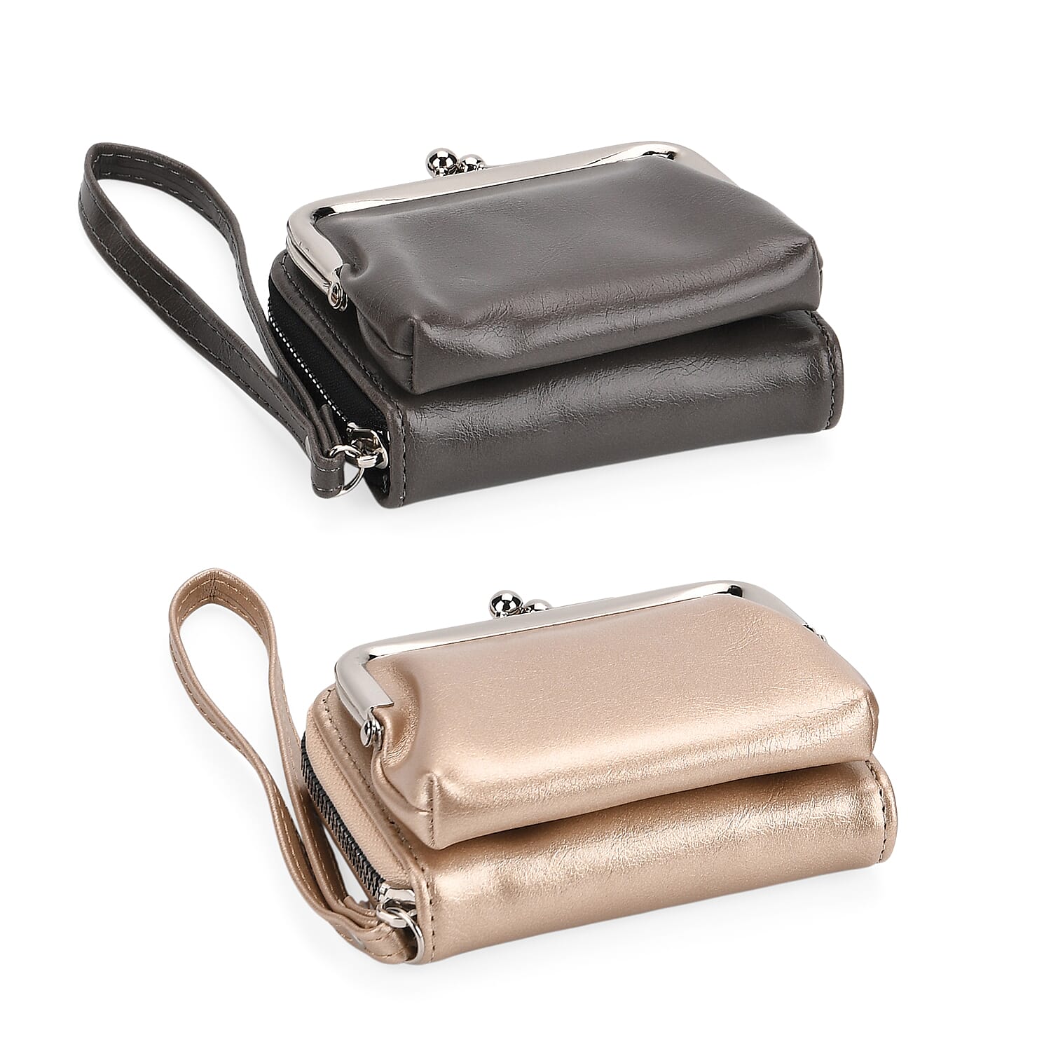 Designer Inspired Wallet with RFID Protection - Gold - Dark Grey