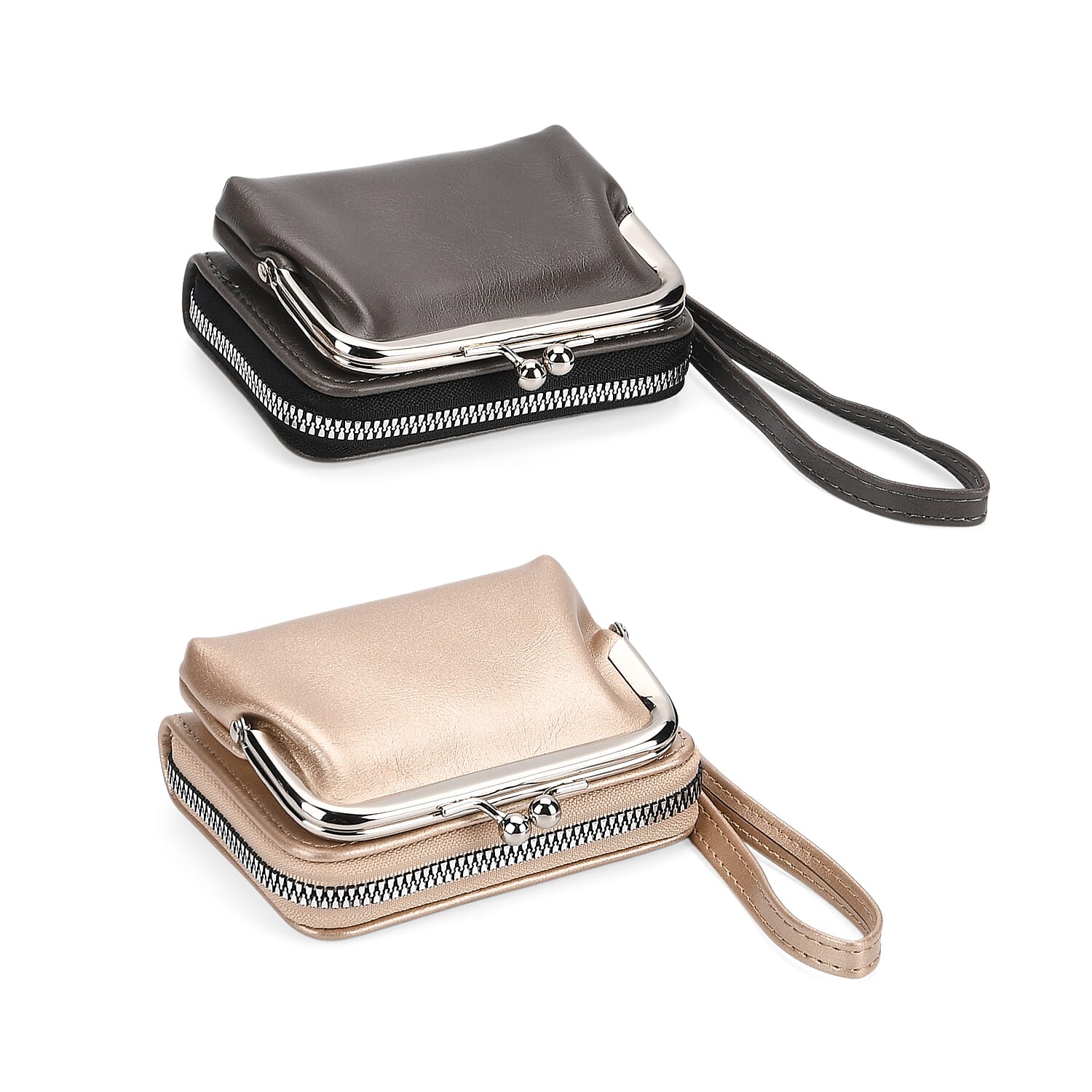 Designer Inspired Wallet with RFID Protection - Gold - Dark Grey