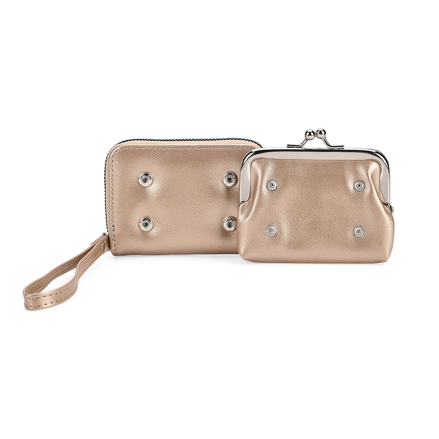 Designer Inspired Wallet with RFID Protection - Gold - Dark Grey