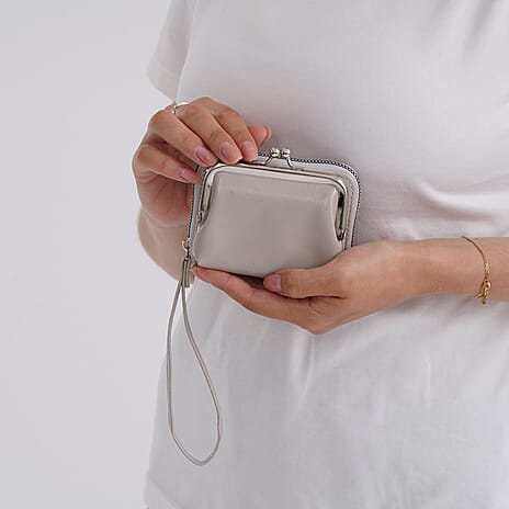 Designer Inspired Wallet with RFID Protection - Pink - Light Grey