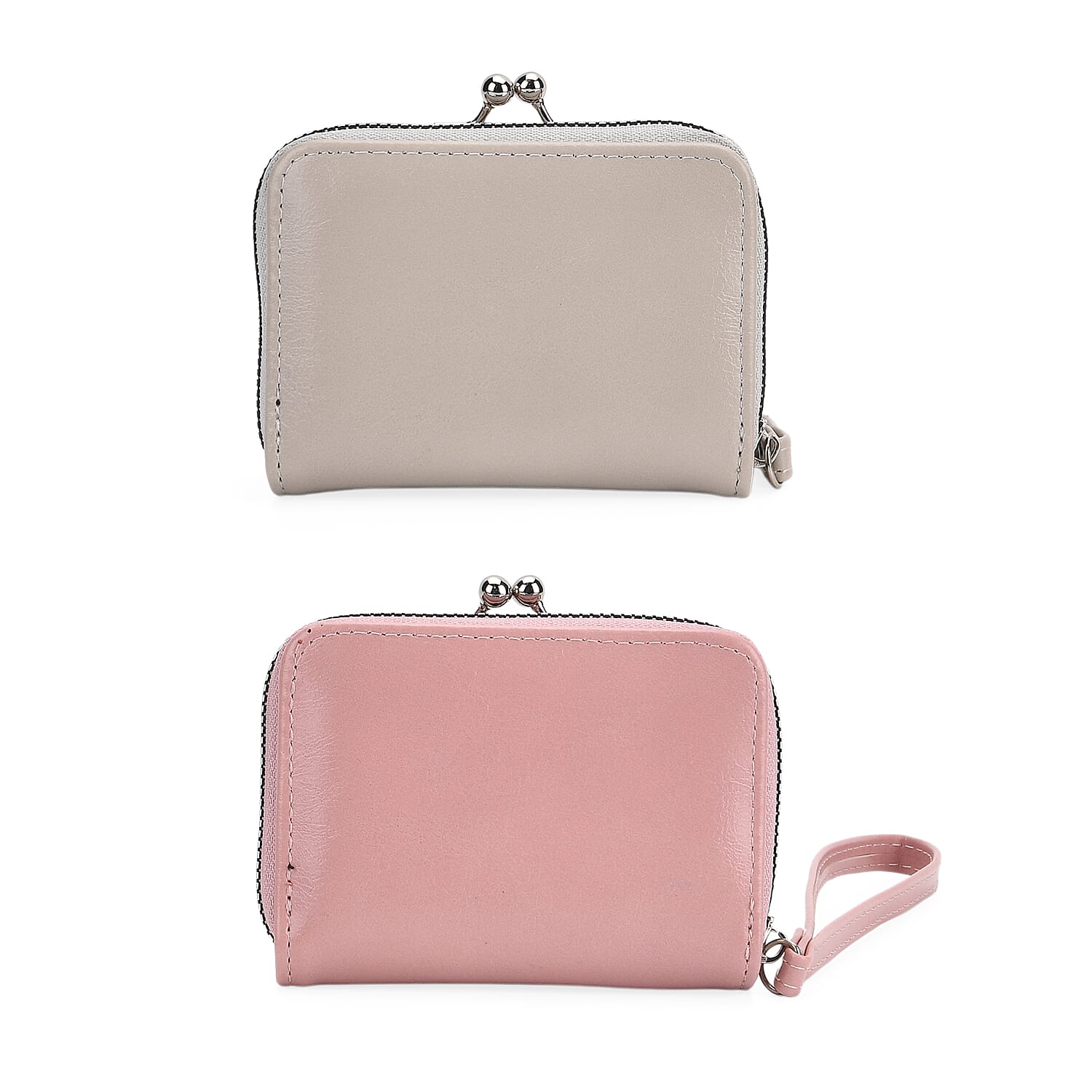 Designer Inspired Wallet with RFID Protection - Pink - Light Grey