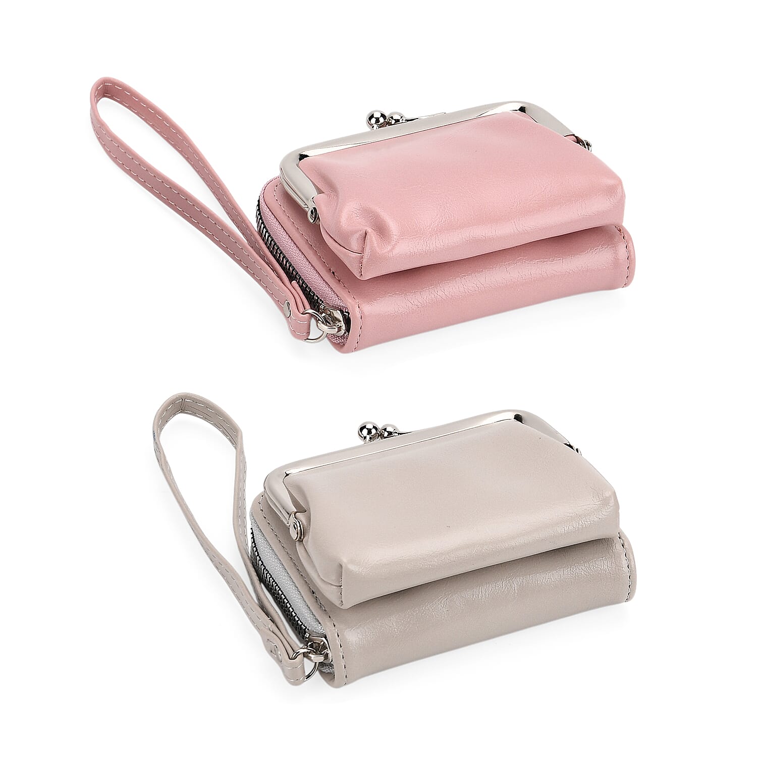 Designer Inspired Wallet with RFID Protection - Pink - Light Grey