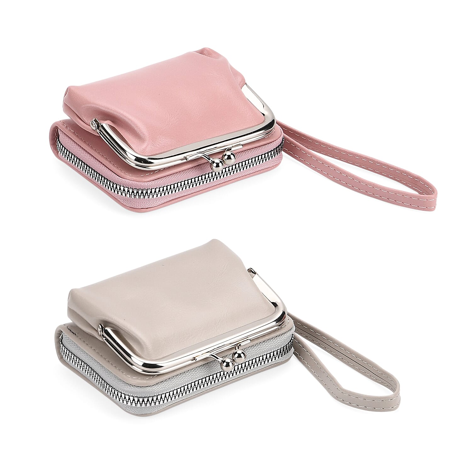 Designer Inspired Wallet with RFID Protection - Pink - Light Grey