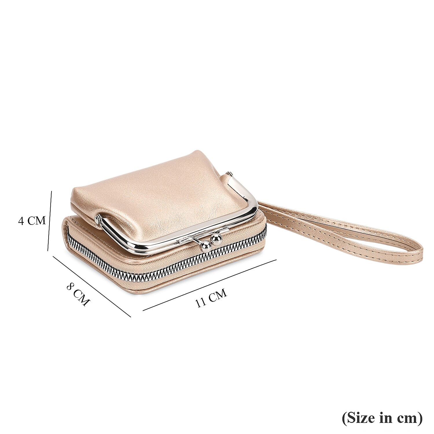 2-in-1 Wristlet Gold RFID Classic Kiss-Lock Wallet