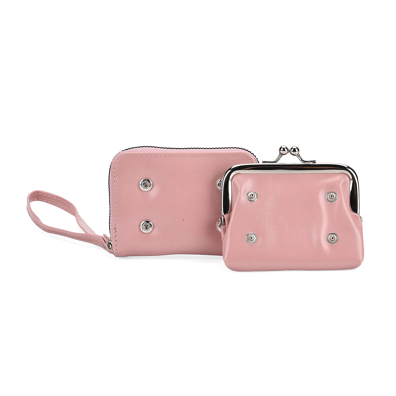 2-in-1 Wristlet Pink RFID Classic Kiss-Lock Wallet