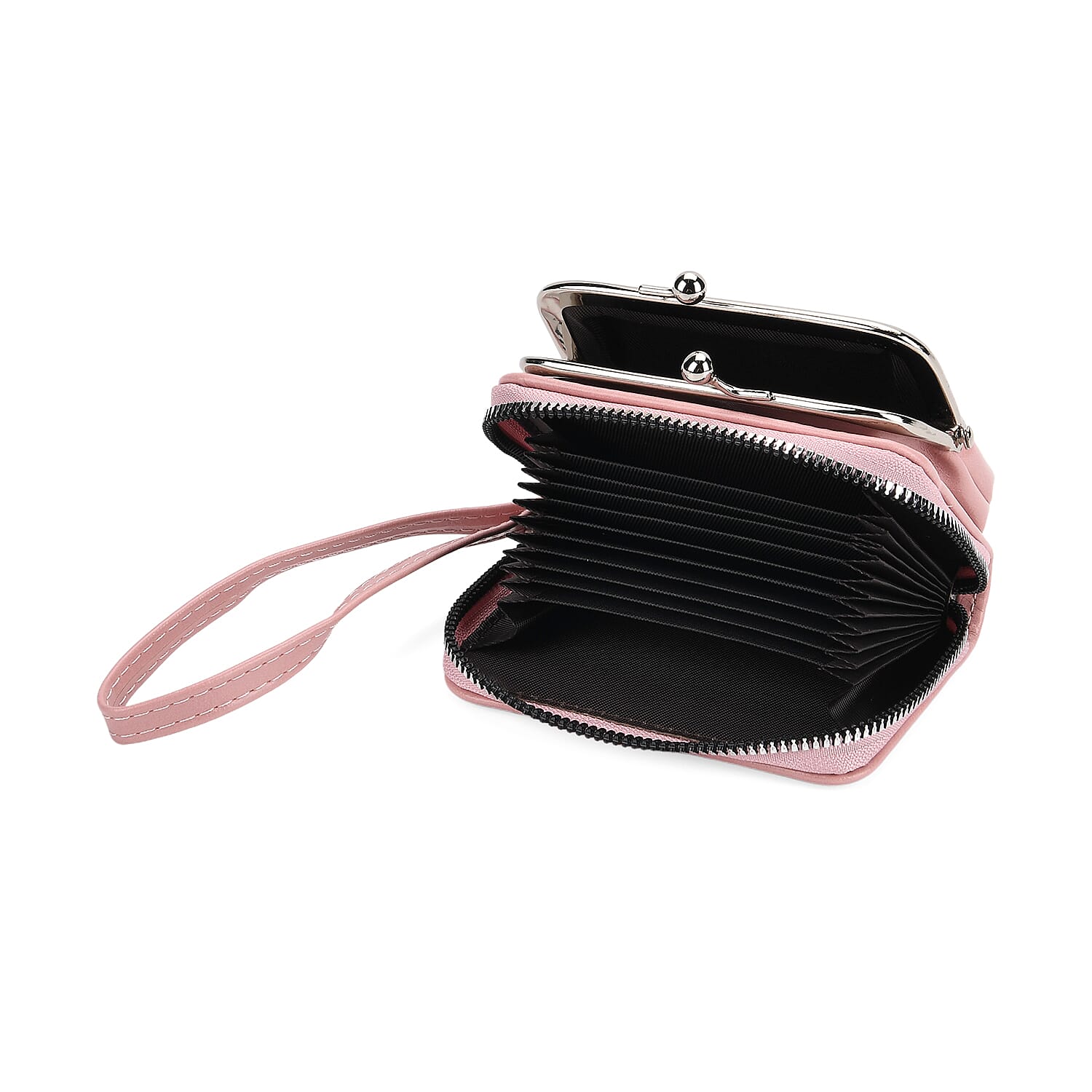 2-in-1 Wristlet Pink RFID Classic Kiss-Lock Wallet