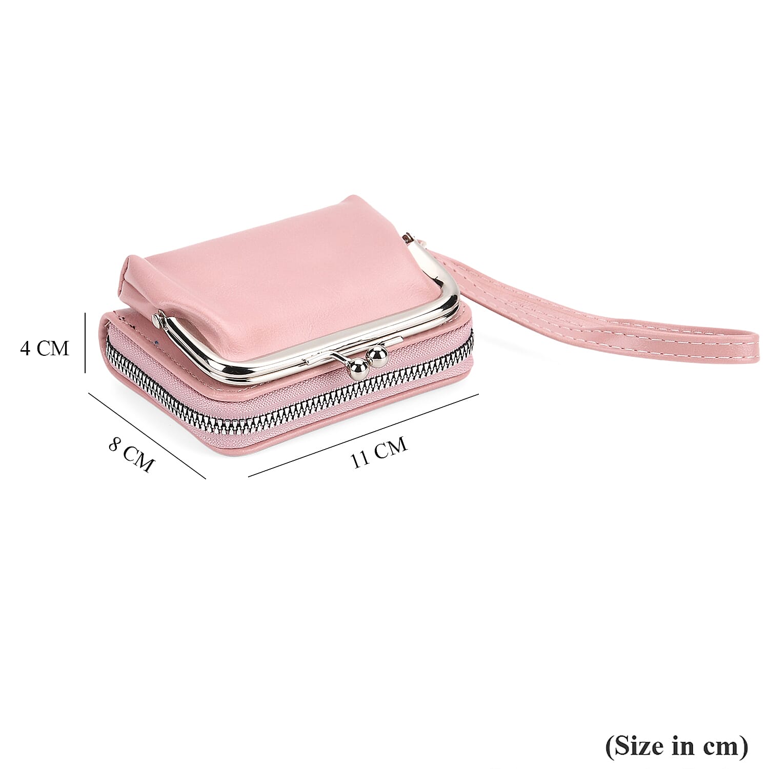 2-in-1 Wristlet Pink RFID Classic Kiss-Lock Wallet