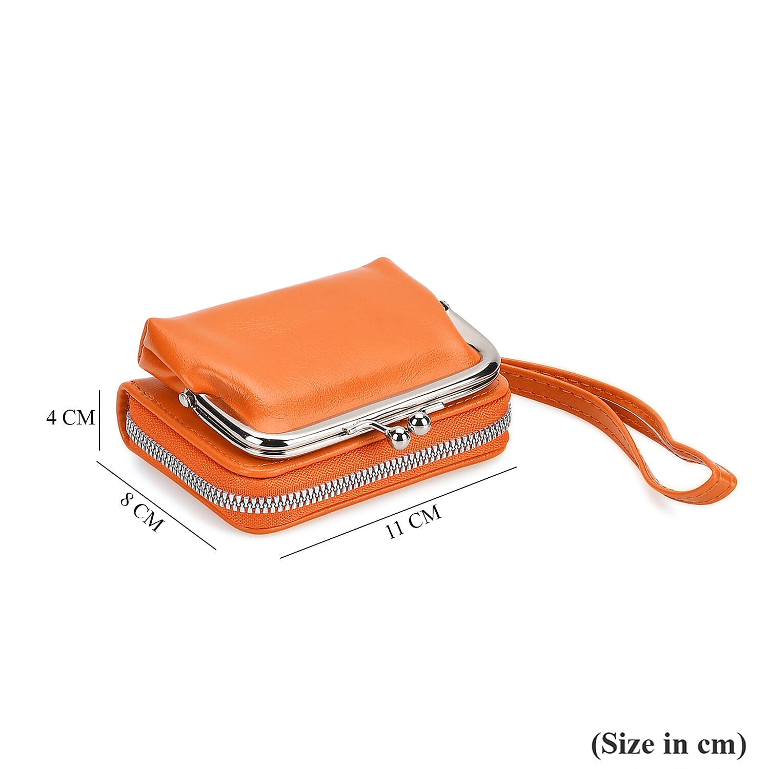 2-in-1 Wristlet Orange RFID Classic Kiss-Lock Wallet