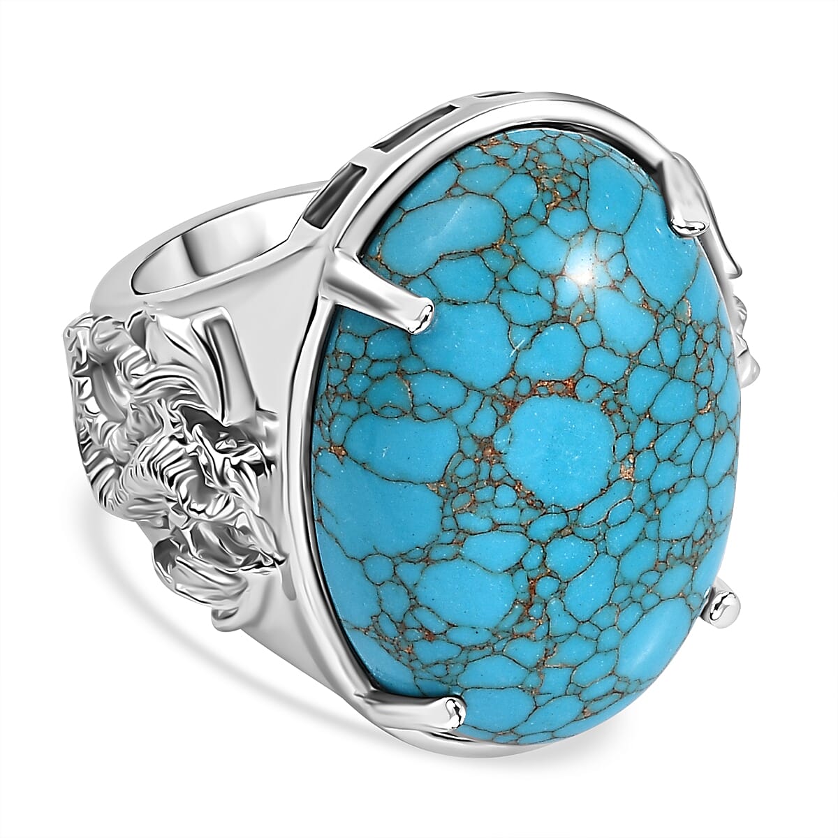 Blue Turquoise Solitaire Ring 20.57 Ct.