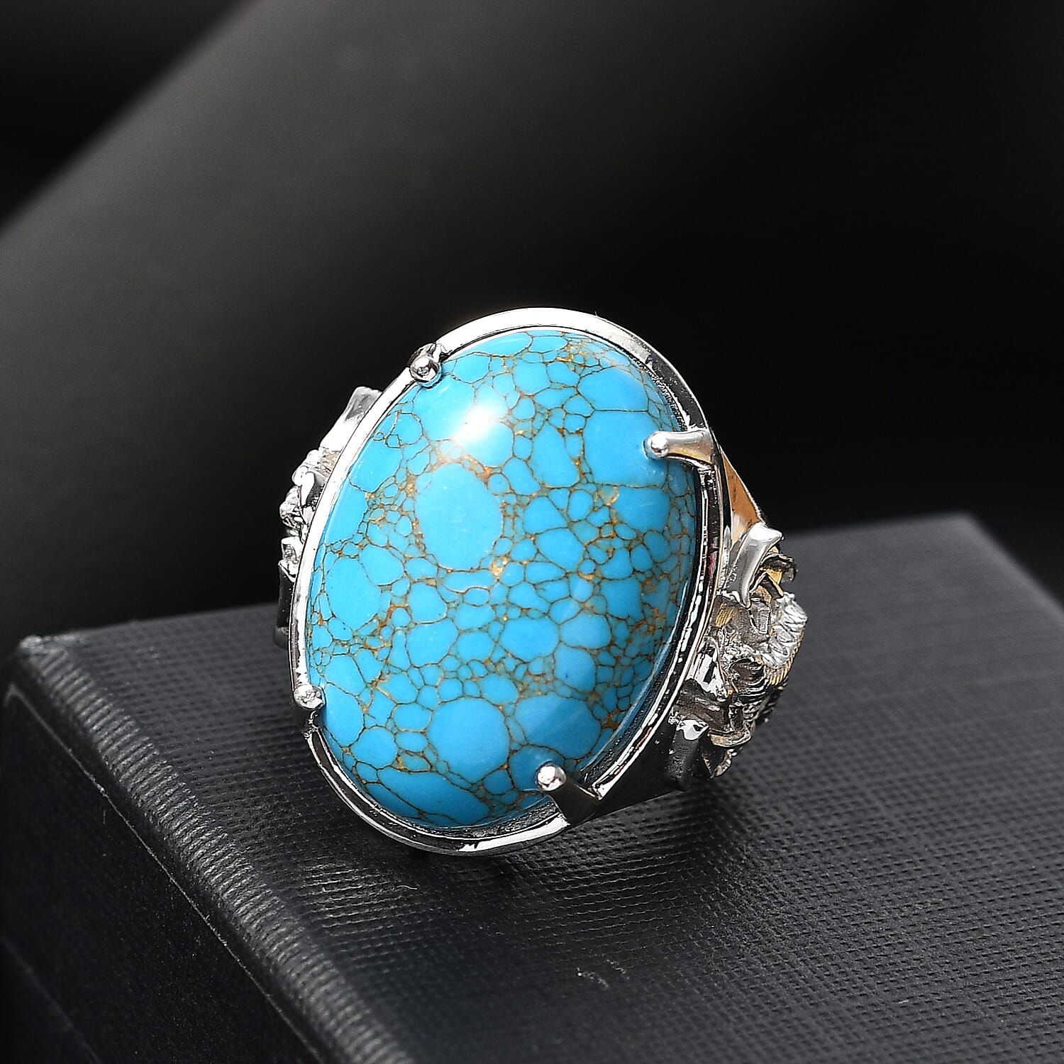 Blue Turquoise Solitaire Ring 20.57 Ct.