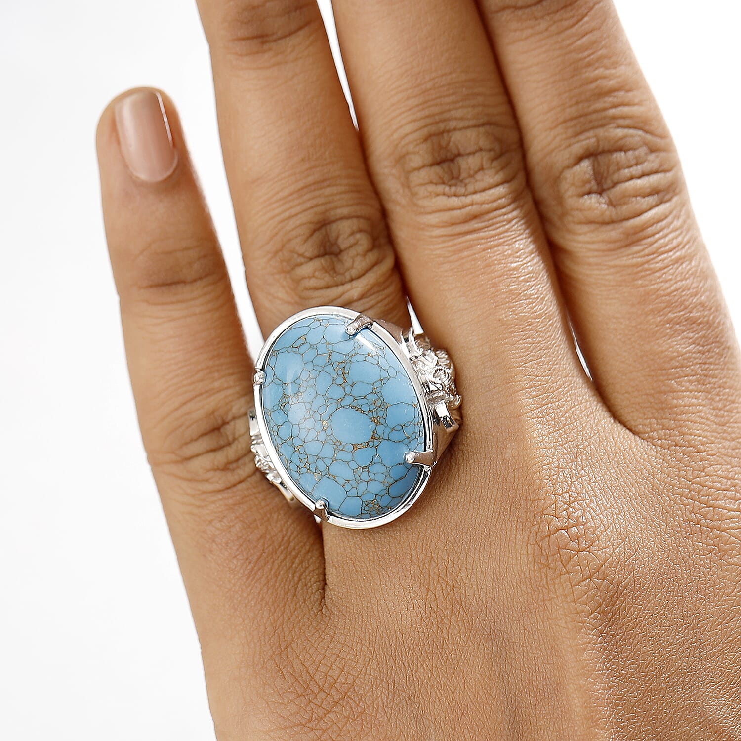 Blue Turquoise Solitaire Ring 20.57 Ct.