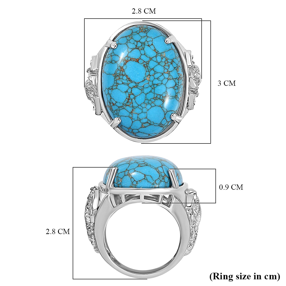 Blue Turquoise Solitaire Ring 20.57 Ct.