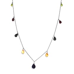 Citrine Necklace (Size - 20) in Rhodium Overlay Sterling Silver 17.00 Ct.