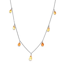 Citrine Necklace (Size - 20) in Rhodium Overlay Sterling Silver 17.00 Ct.