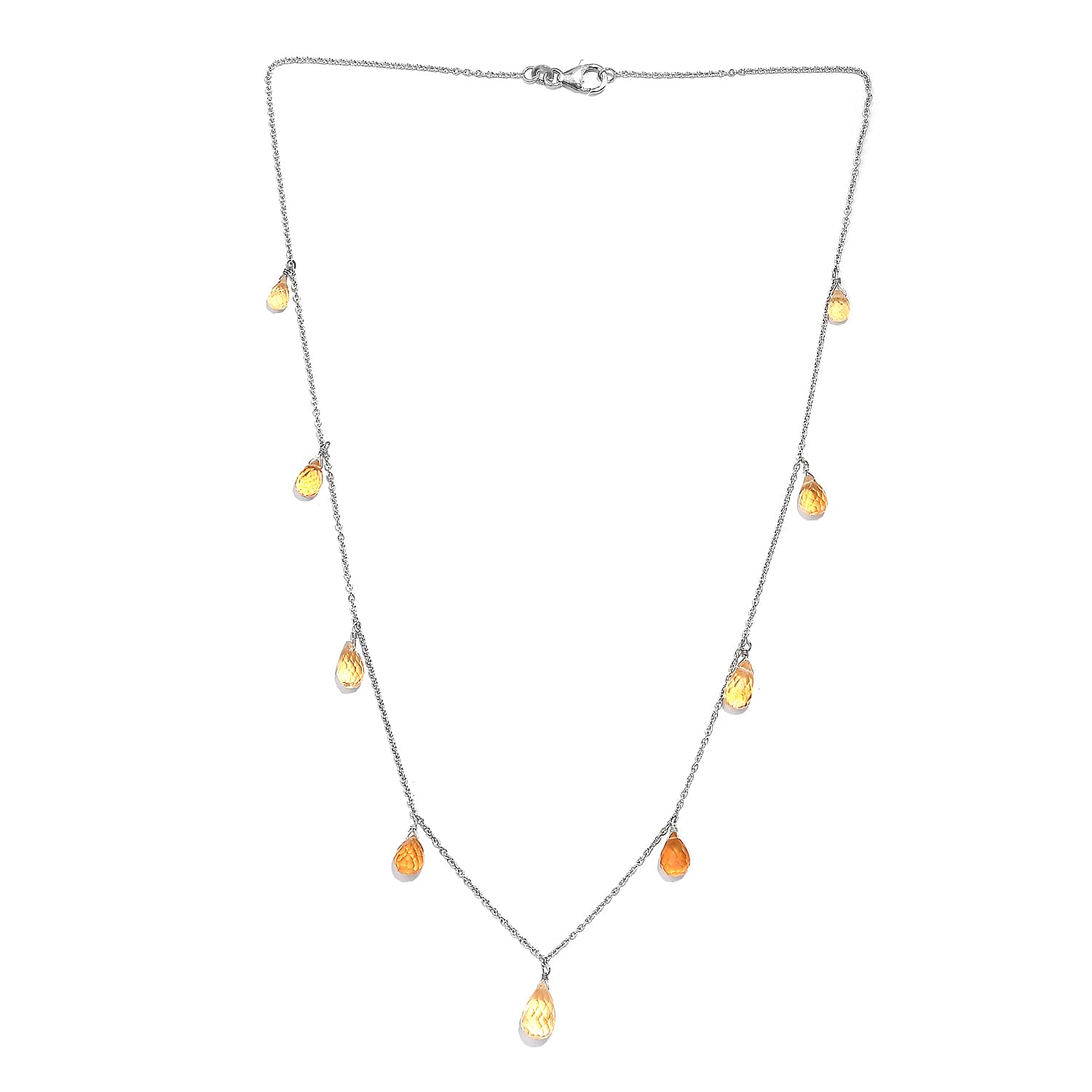Citrine Necklace (Size - 20) in Rhodium Overlay Sterling Silver 17.00 Ct.