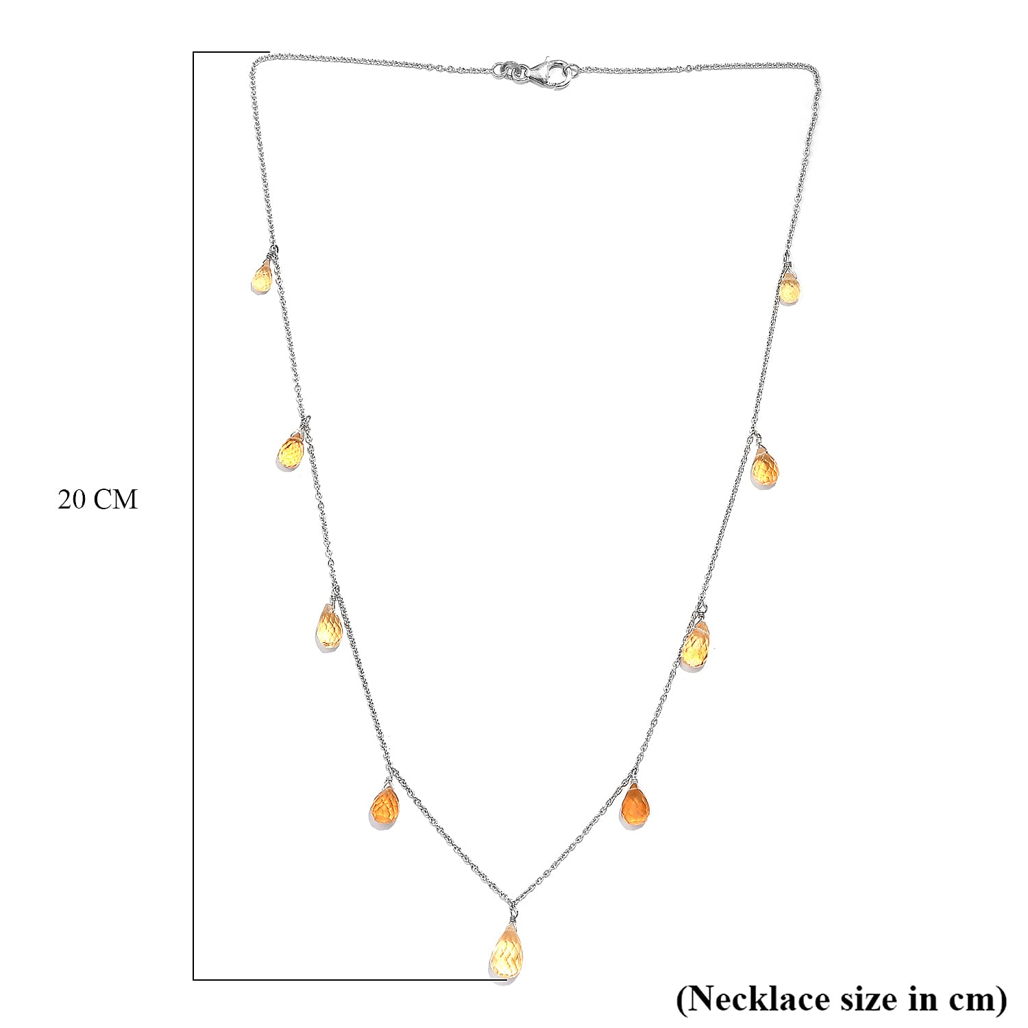 Citrine Necklace (Size - 20) in Rhodium Overlay Sterling Silver 17.00 Ct.