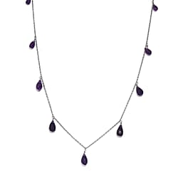 Citrine Necklace (Size - 20) in Rhodium Overlay Sterling Silver 17.00 Ct.