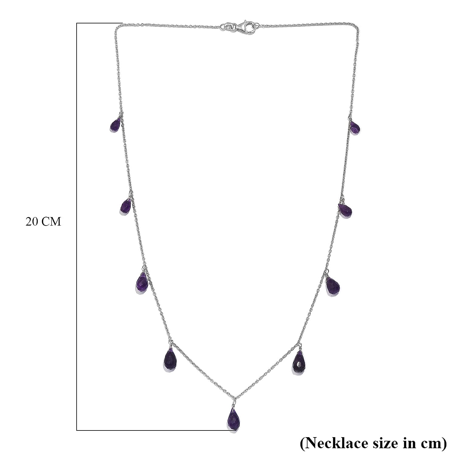 African Amethyst Necklace (Size - 20) in Rhodium Overlay Sterling Silver 15.00 Ct.