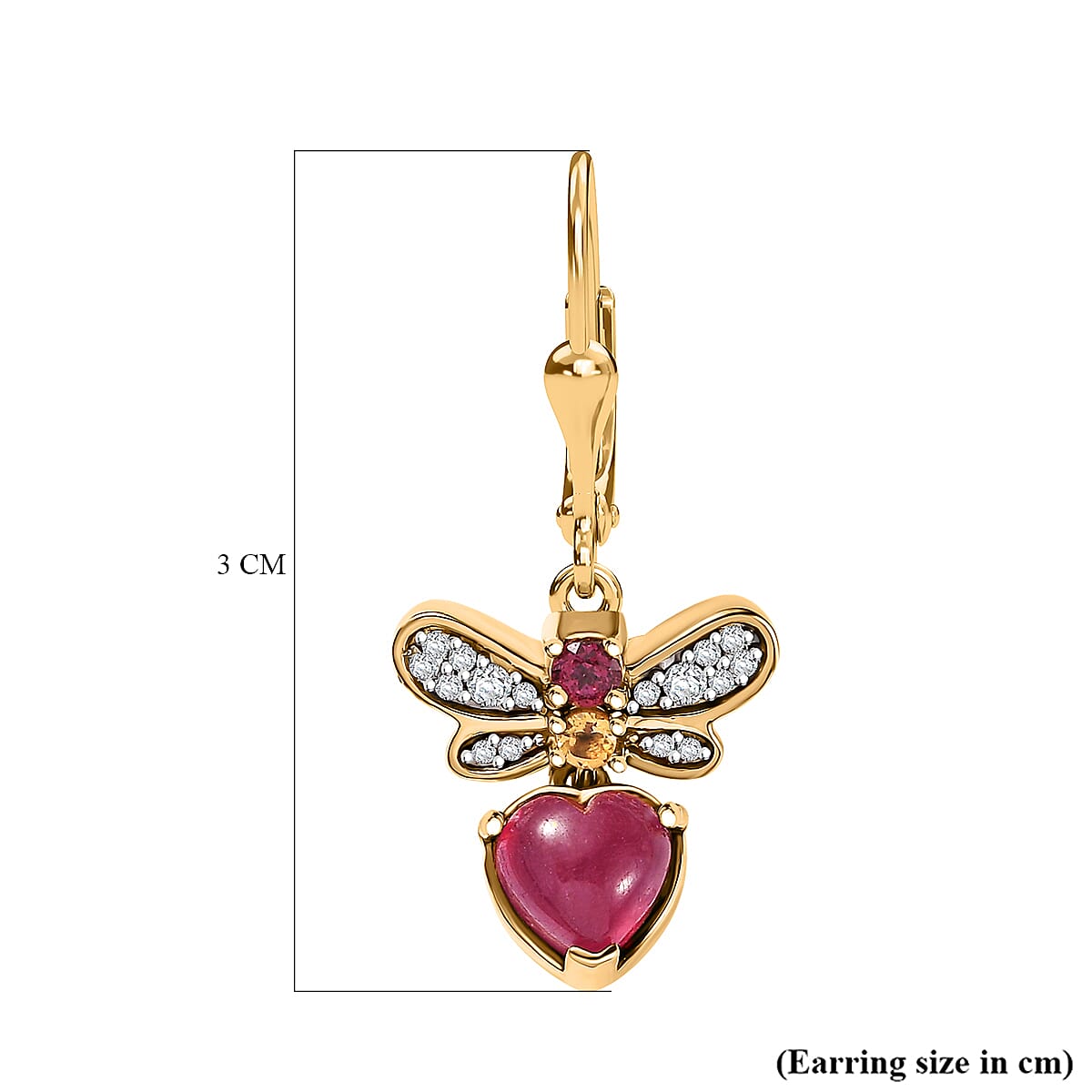 GP Italian Garden Collection - Ruby & Multi Gemstones Earring with Lever Back in 18K Vermeil Yellow Gold Plated Sterling Silver 3.70 Ct.