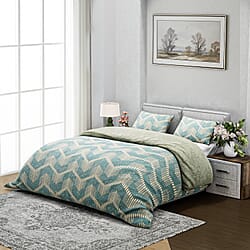 Boutique Bedding Collection 3 Piece Set - Geometric Wave Duvet Cover With 2 Pillowcases - Double