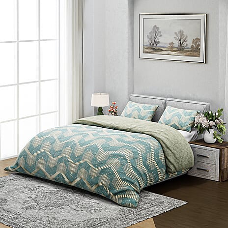 Boutique Bedding Collection 3 Piece Set - Geometric Wave Duvet Cover With 2 Pillowcases - Double
