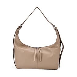 Versatile Genuine Leather Shoulder Bag with Adjustable Strap - Khaki
