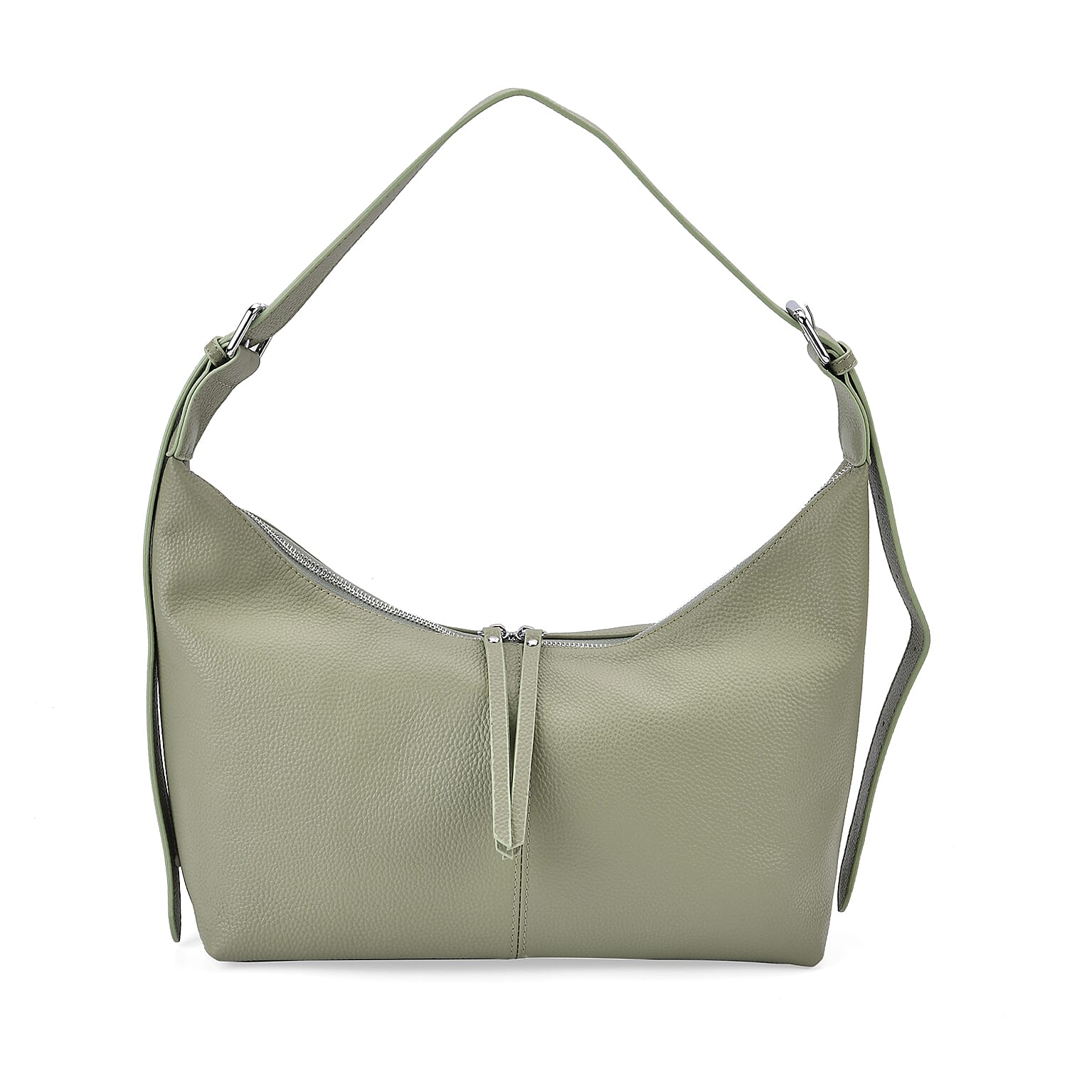 Versatile Genuine Leather Shoulder Bag with Adjustable Strap - Green
