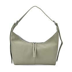 Versatile Genuine Leather Shoulder Bag with Adjustable Strap - Khaki