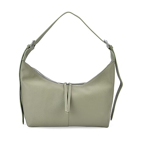Versatile Genuine Leather Shoulder Bag with Adjustable Strap - Green
