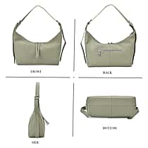 Versatile Genuine Leather Shoulder Bag with Adjustable Strap - Green