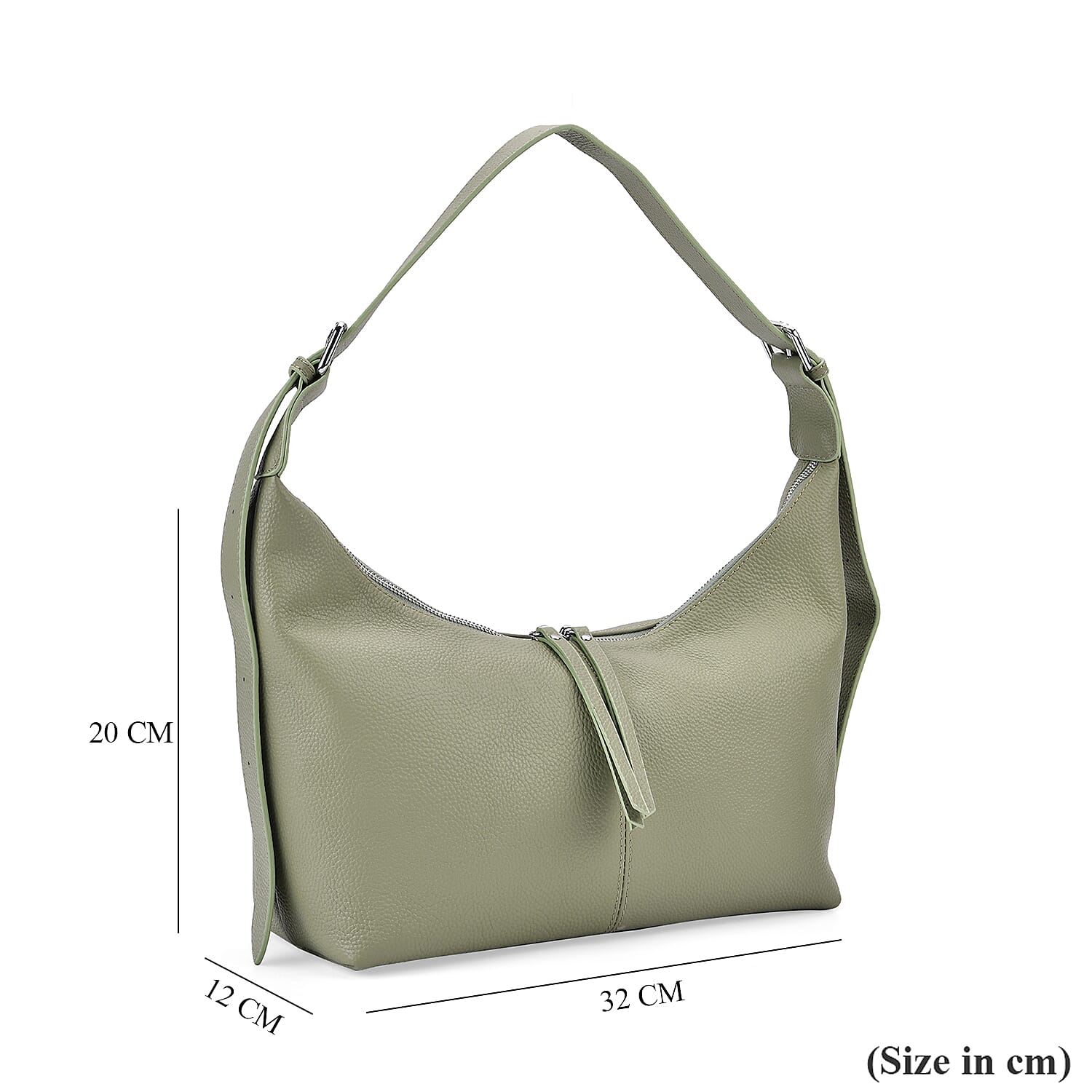 Versatile Genuine Leather Shoulder Bag with Adjustable Strap - Green